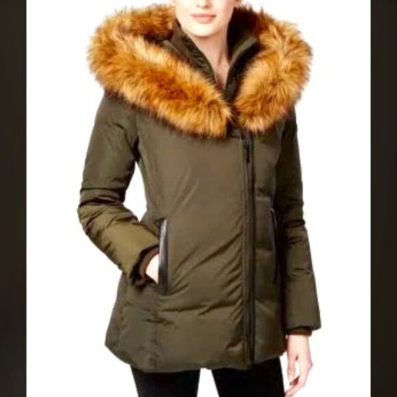 Michael Kors Jackets & Blazers - New MICHAEL KORS Iridescent Brown Parka Down-fill Jacket Raccoon Fur Collar M
